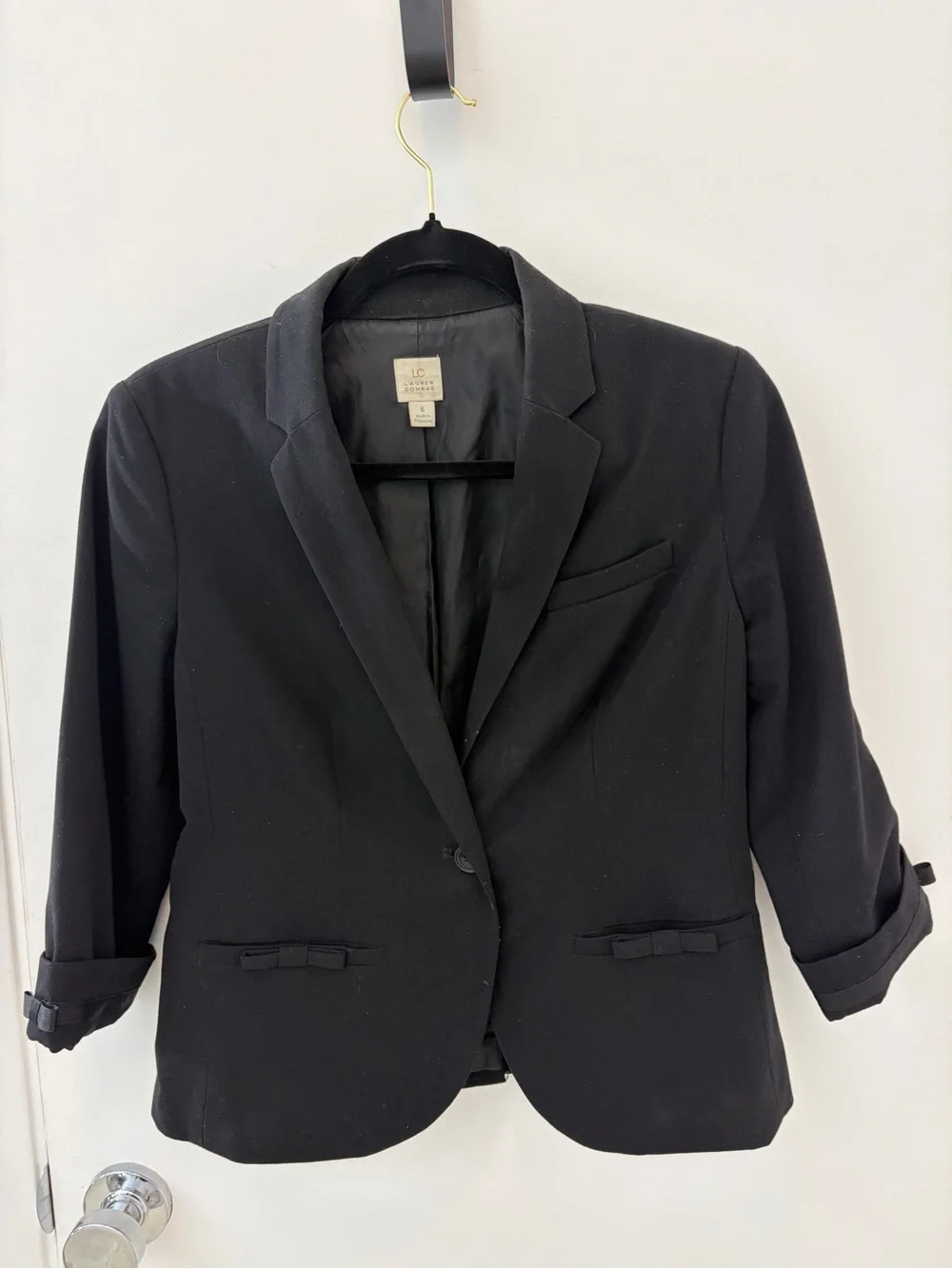 LC Lauren Conrad Black Women's Open-Front Blazer